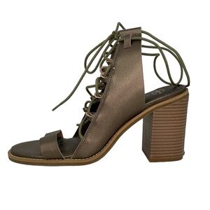 Free People Heels Women's 11 Bronze Gold Lace Up Open Toe Gladiator Pumps